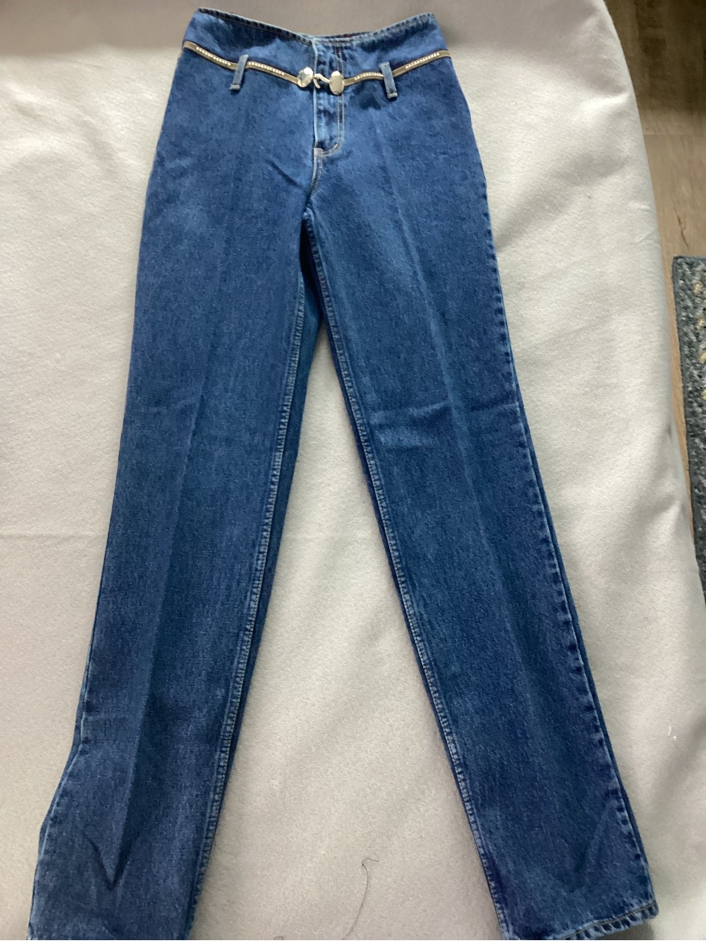 Vintage Lawman Western Jeans 26x31 Studded Belt High Rise Cowgirl Denim